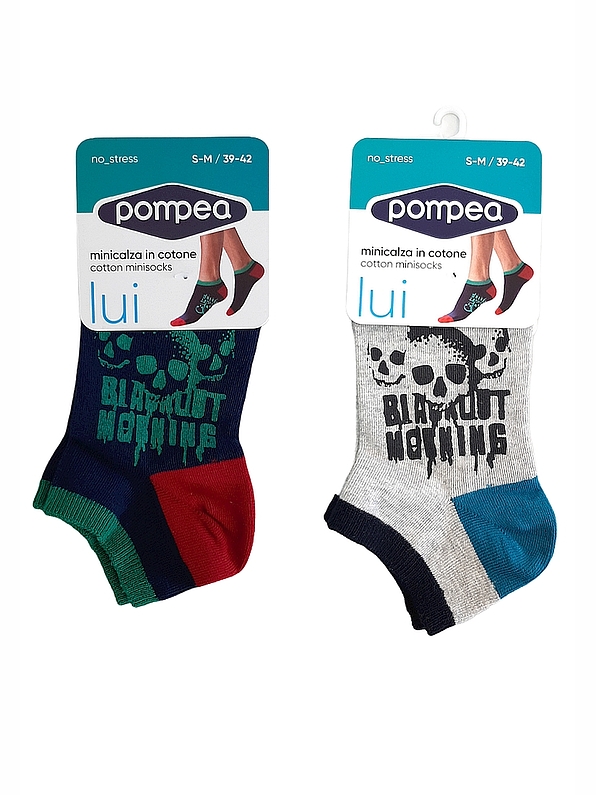POMPEA MCZ SKULL - WOMEN COTTON MINI SOCKS WITH MOTIF
