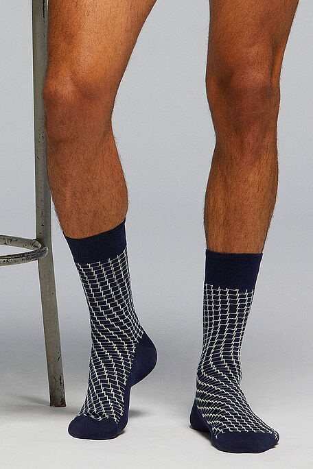 CZ U.C.DANTE MAN SHORT SOCKS IN MERCERIZED COTTON WITH OPTICAL SKETCH