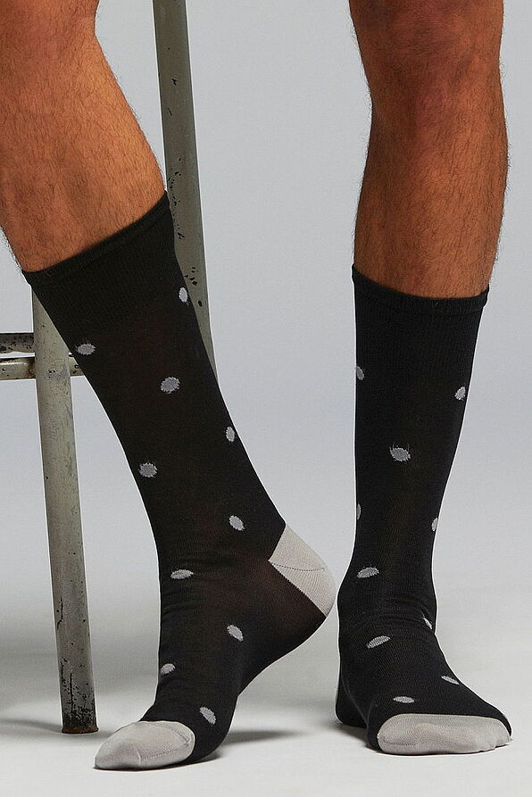 CZ U.C.GIORGIO MAN SHORT SOCKS IN MERCERIZED COTTON WITH DOTS SKETCH TOE AND HEEL IN CONTRAST COLOR