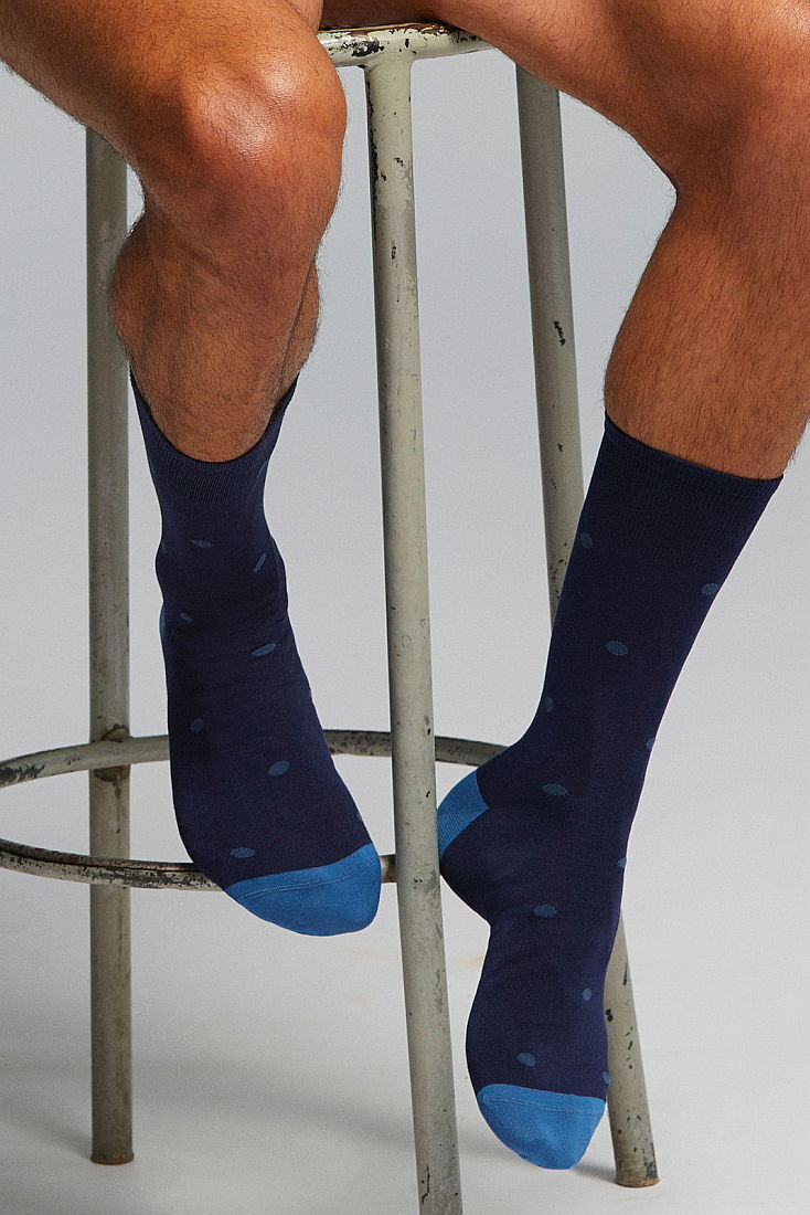 CZ U.C.GIORGIO MAN SHORT SOCKS IN MERCERIZED COTTON WITH DOTS SKETCH TOE AND HEEL IN CONTRAST COLOR