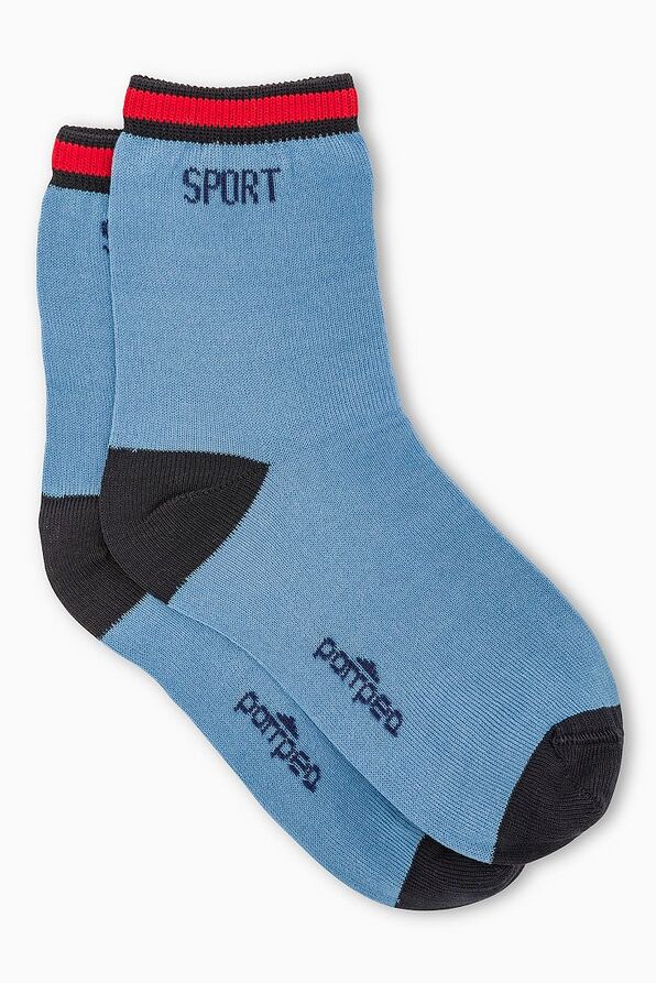 BOY THIN MERCERIZED COTTON SOCKS PLAIN WITH STRIPES ON CUFF - CZ BIMBO DAVIS