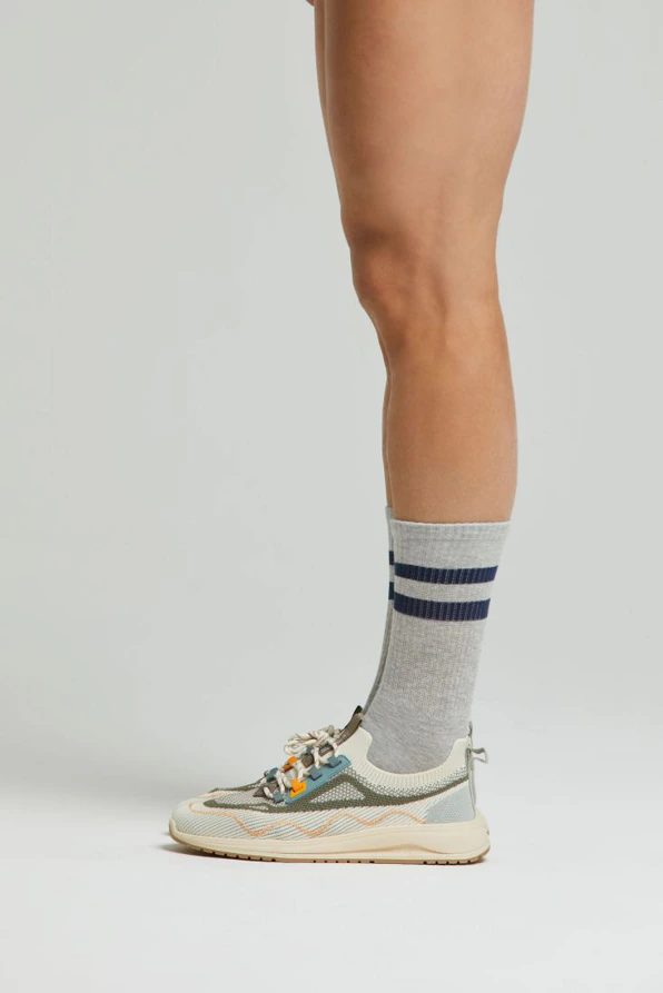 UNISEX ΒΑΜΒΑΚΕΡΗ TENNIS ΚΑΛΤΣΑ ΜΕ ΔΥΟ ΡΙΓΕΣ ΣΤΟ ΠΑΝΩ ΜΕΡΟΣ-CZ TENNIS ARGO