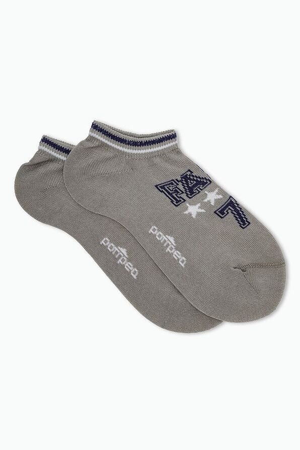 BOY MERCERIZED COTTON LOW-CUT SOCKS WITH FLAT HAND-LINKED TOE SEAM STRIPED CUFF & JACKARD DESIGN-MCZ ESPEDITO