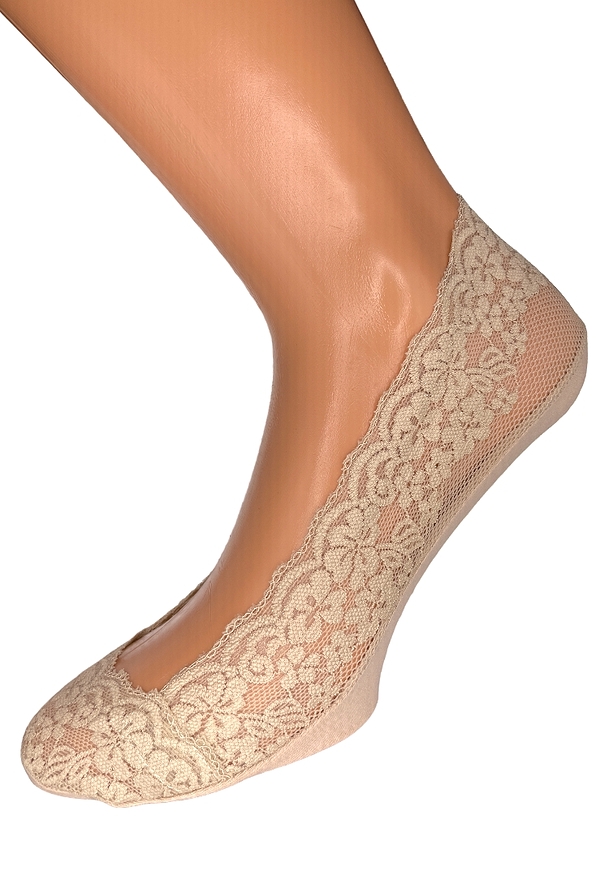 WOMAN LACE SHOE LINER FOR BALERINAS WITH ABSORDENT COTTON SOLE AND ALLROUND SILICONE