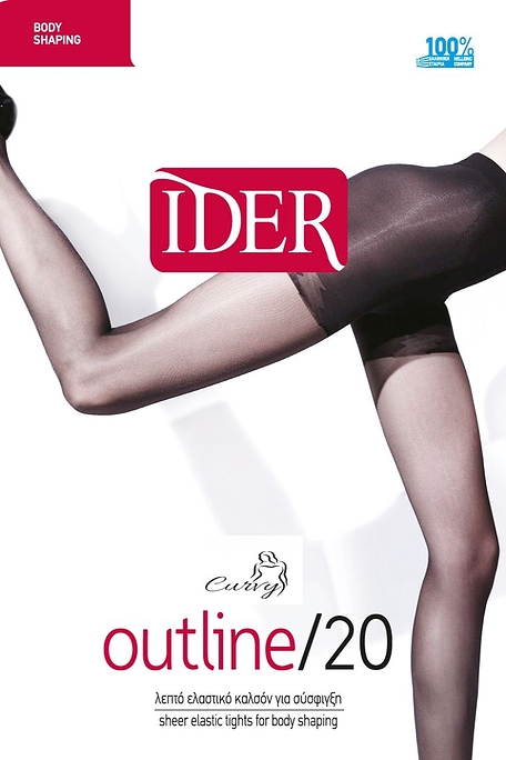 OUTLINE 20DEN BODY SHAPING ULTRA SHEER REINFORCED ELASTIC TIGHTS, SHAPING THIGH PANTY, PLUS SIZE