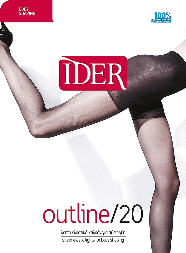 OUTLINE 20DEN BODY SHAPING ULTRA SHEER REINFORCED ELASTIC TIGHTS, SHAPING THIGH PANTY