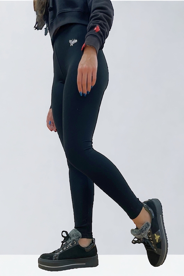 WOMAN ELASTIC COTTON LEGGINGS WITH INTERNAL FLEECE