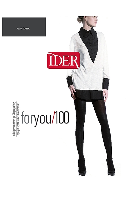 WOMAN OPAQUE 3D MICROFIBRE TIGHTS 100 DEN SAME TO WAIST ULTRA SOFT WITH COTTON GUSSET, FORYOU 100