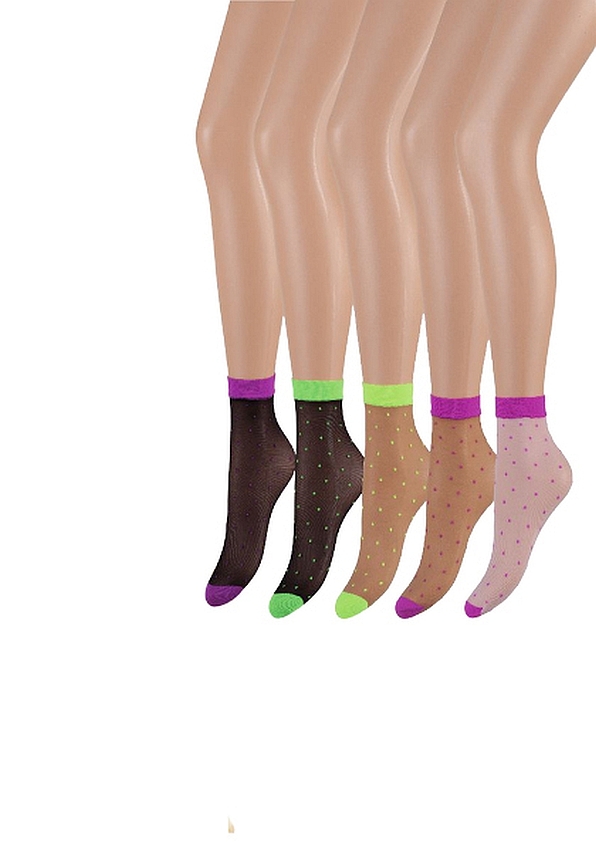 WOMAN SHEER ELASTIC ANKLE SOCKS 20DEN FLUO DOTS PATTERN