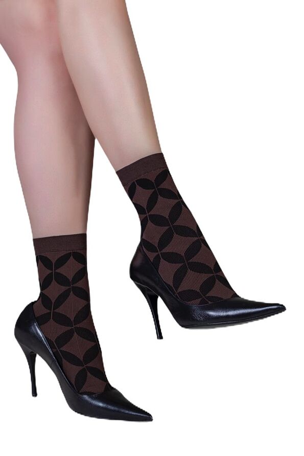 WOMAN OPAQUE ANKLE SOCKS 50DEN GEOMETRIC CYCLES PATTERN
