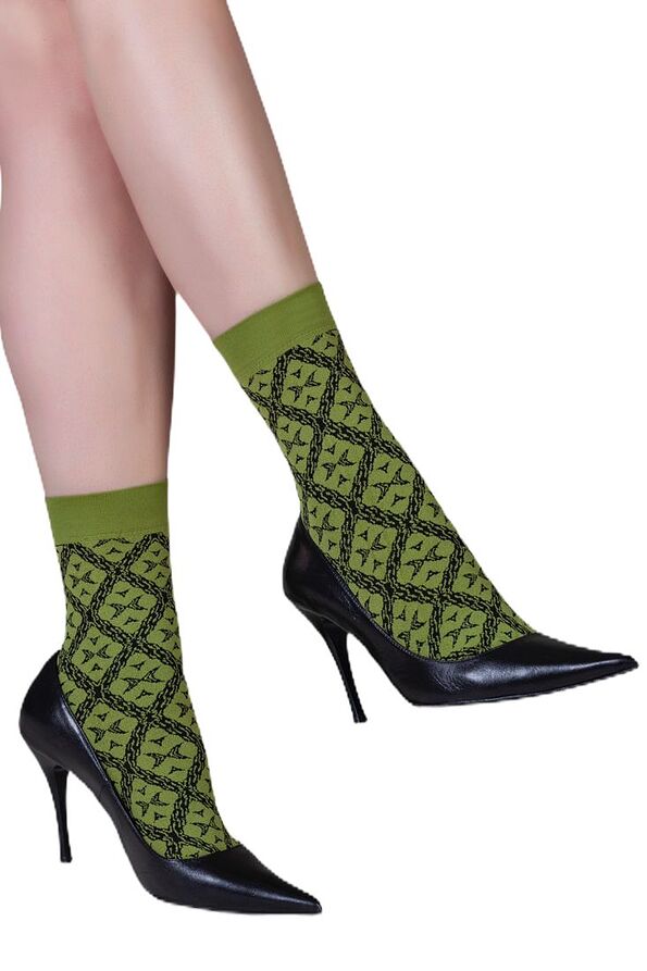WOMAN OPAQUE ANKLE SOCKS 50DEN GEOMETRIC ROMBUS PATTERN