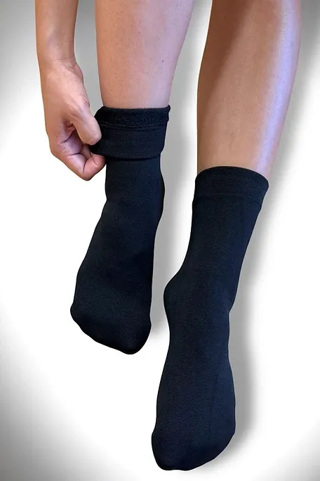 THERMAL ANKLE SOCK WITH FUR INSIDE TURNOVER TOP