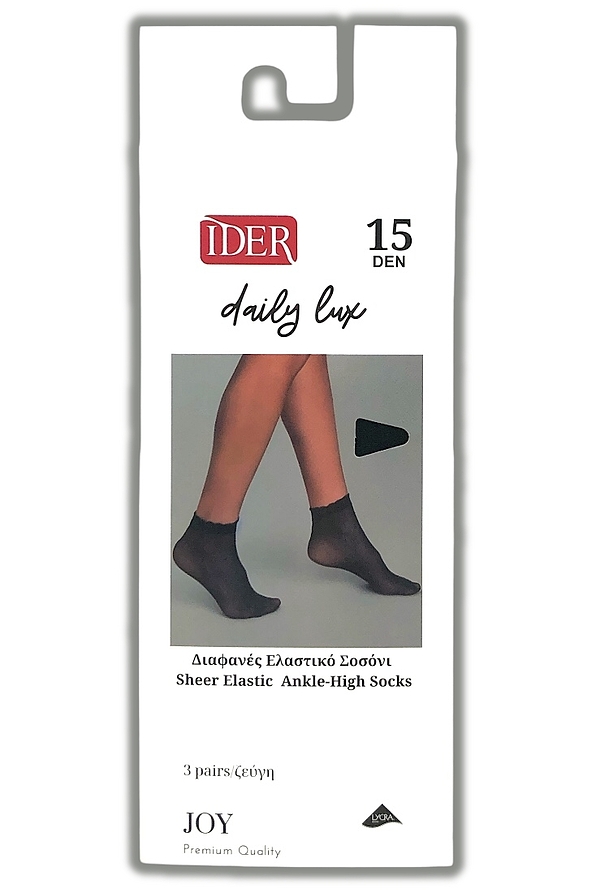 3-PACK WOMAN SHEER MATT ELASTIC ANKLE SOCKS 15DEN-DAILY-LUX JOY