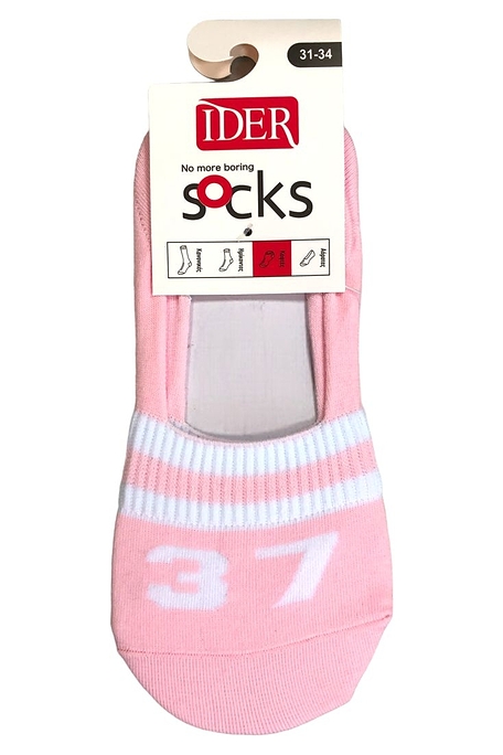 GIRL INVISIBLE COTTON SOCKS IN-LINER WITH SILICONE AT THE BACK AND STRIPY PATTERN WITH NUMBERS