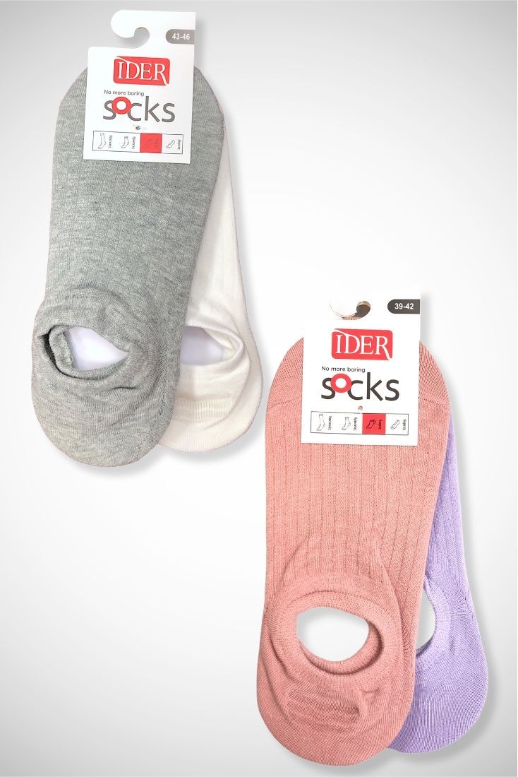 2-PACK UNISEX ΑΟΡΑΤΗ ΒΑΜΒΑΚΕΡΗ ΚΑΛΤΣΑ ΡΙΜΠ ΦΑΡΔΥ ΜΟΝΟΧΡΩΜΗ ΜΕ ΣΙΛΙΚΟΝΗ ΓΙΑ SNEAKERS