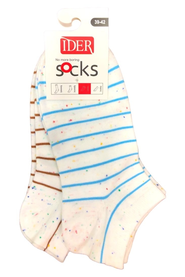 2-PACK UNISEX LOW-CUT COTTON SOCKS WITH NEPPY STRIPES PATTERN