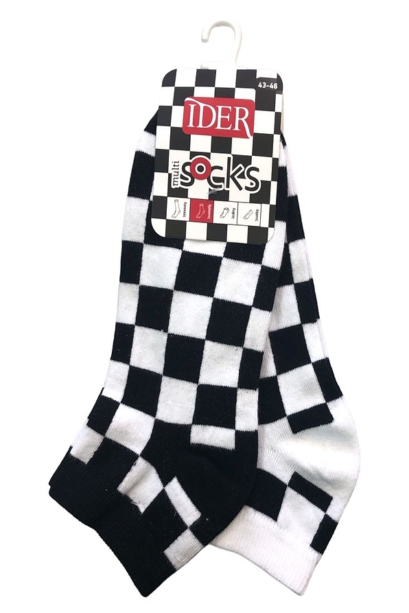 2-PACK UNISEX ANKLE COTTON SOCKS CHESS PATTERN