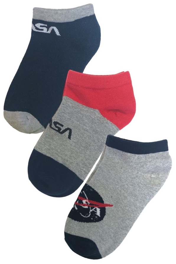 3-PACK UNISEX ANKLE COTTON SOCKS NASA PATTERN