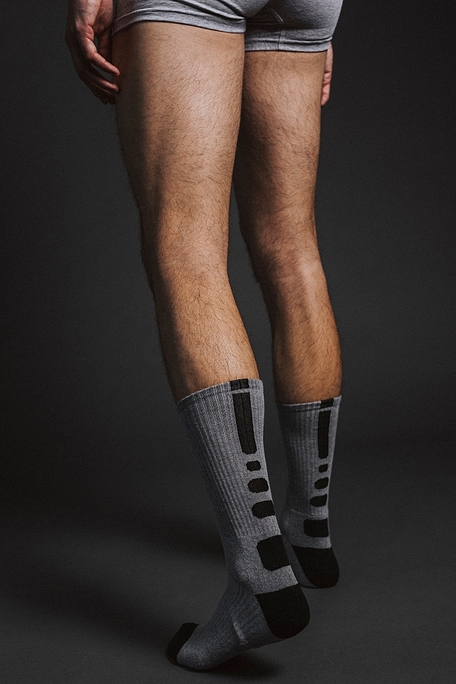 3-PACK BASKET COTTON SPORTS SOCKS HALF REINFORCED FOOT RIB CUFF AND LINEAR BACK PATTERN