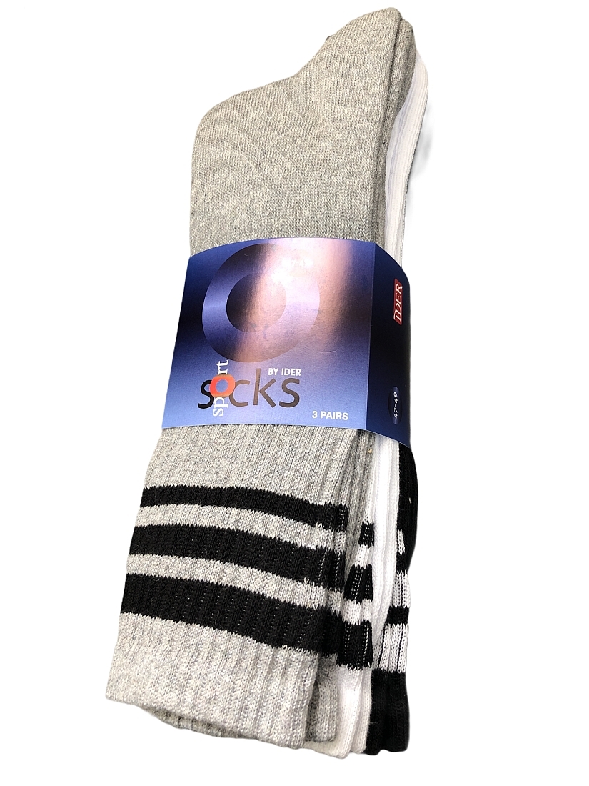 3-PACK ΚΑΛΤΣΑ TENNIS ΒΑΜΒΑΚΕΡΗ ΑΘΛΗΤΙΚΗ ΜΕ ΠΕΤΣΕΤΕ ΠΑΤΟΥΣΑ RIB ΤΕΛΕΙΩΜΑ ΚΑΙ ΣΧΕΔΙΟ ΟΡΙΖΟΝΤΙΕΣ ΡΙΓΕΣ ΔΙΑΦΟΡΕΤΙΚΟΥ ΠΑΧΟΥΣ