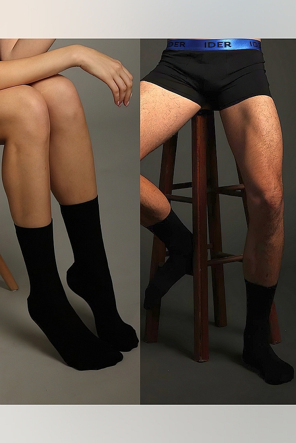 2-PACK UNISEX ΚΑΛΤΣΑ ΒΑΜΒΑΚΕΡΗ ΣΕ ΙΣΙΑ ΠΛΕΞΗ ΜΟΝΟΧΡΩΜΗ