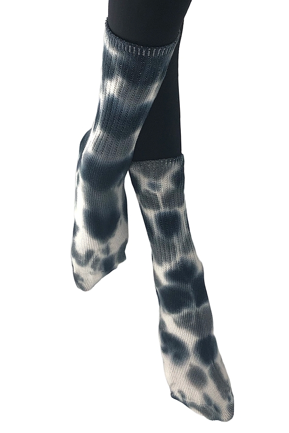 UNISEX SPORT ELASTIC COTTON RIBBED SOCKS WITH TIE-DYE PATTERN
