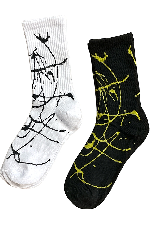 2-PACK UNISEX SPORT ELASTIC COTTON RIBBED SOCKS WITH LINEAR PATTERN