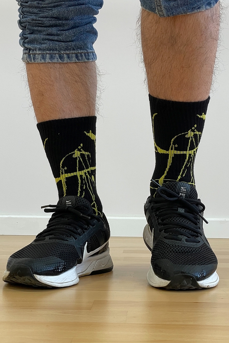 2-PACK UNISEX SPORT ELASTIC COTTON RIBBED SOCKS WITH LINEAR PATTERN