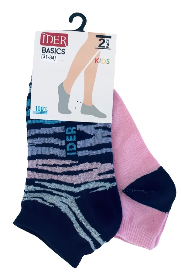 IDER SOCKS- 2-PACK ΣΟΥΜΠΑ ΠΑΙΔΙΚΗ ΚΑΛΤΣΑ ΒΑΜΒΑΚΕΡΗ, ΕΝΑ ΜΠΛΕ ΠΟΛΥΧΡΩΜΟ ΜΕ ΣΧ. ΖΕΜΠΡΑ & ENA ΡΟΖ ΜΕ ΜΠΛΕ ΚΟΝΤΡΑΣΤ