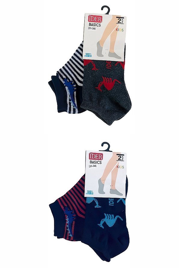 2-PACK BOY FASHION SOCKS FASHION DINOSAURS AND STRIPES
