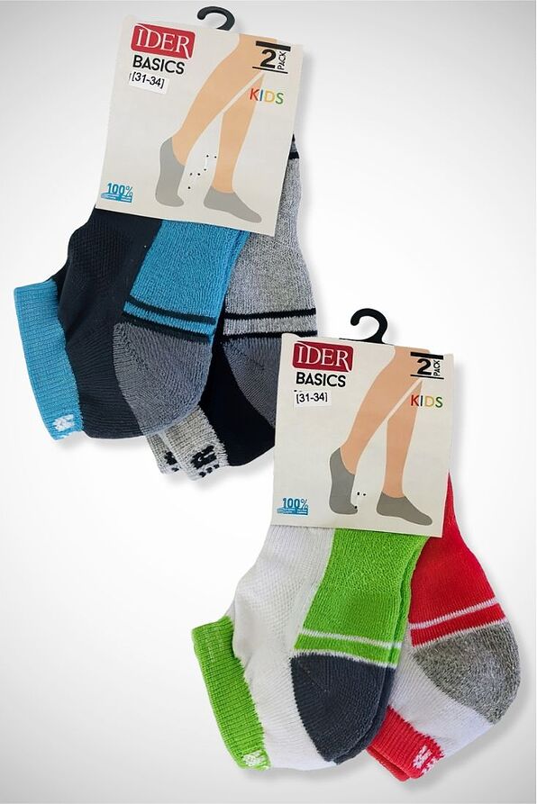 2-PACK KIDS SPORTS LOW CUT SOCKS REINFORCED FOOT