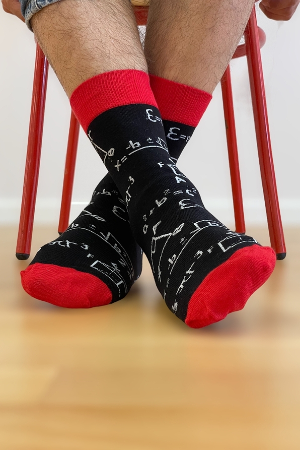 UNISEX ELASTIC COTTON SOCKS WITH MATHS PATTERN