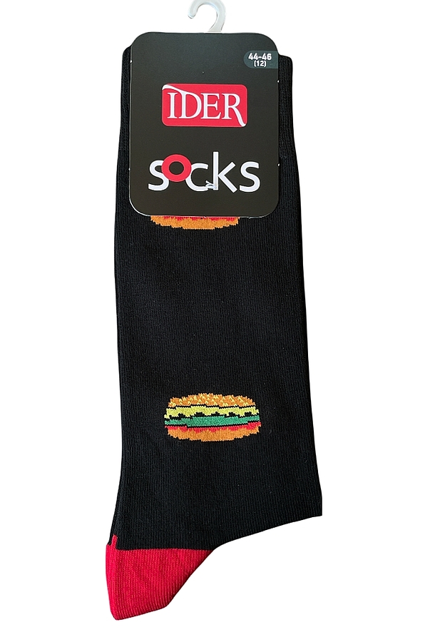 UNISEX ELASTIC COTTON SOCKS WITH HAMBURGERS PATTERN