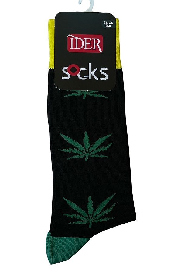 UNISEX ELASTIC COTTON SOCKS WITH CANNABIS LEAVES PATTERN