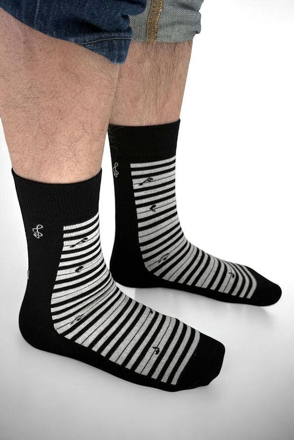 MUSIC LOVER'S DREAM PREMIUM ELASTIC COTTON CREW SOCKS WITH HAND-LINKED TOES
