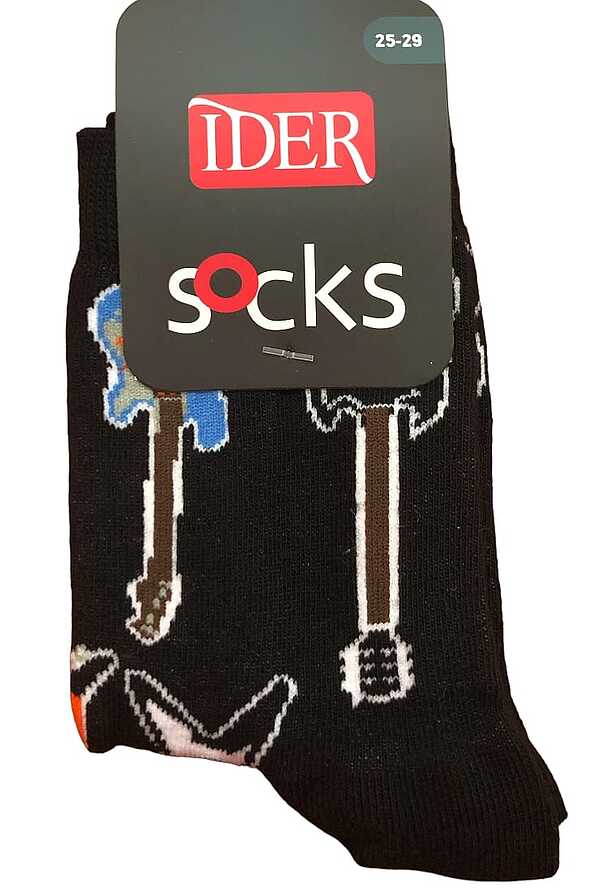 KIDS ELASTIC COTTON SOCKS WITH GUITARS PATTERN