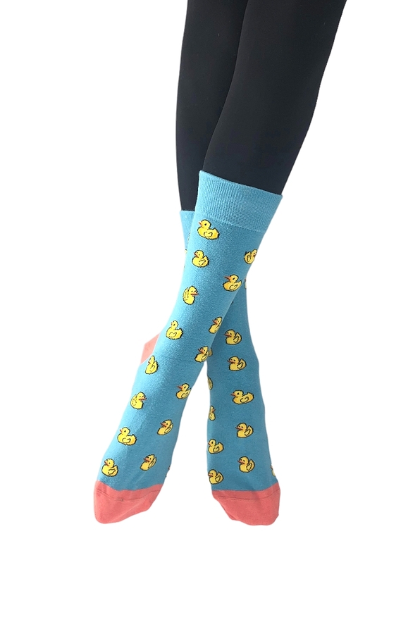 KID ELASTIC COTTON SOCKS WITH DUCKS PATTERN