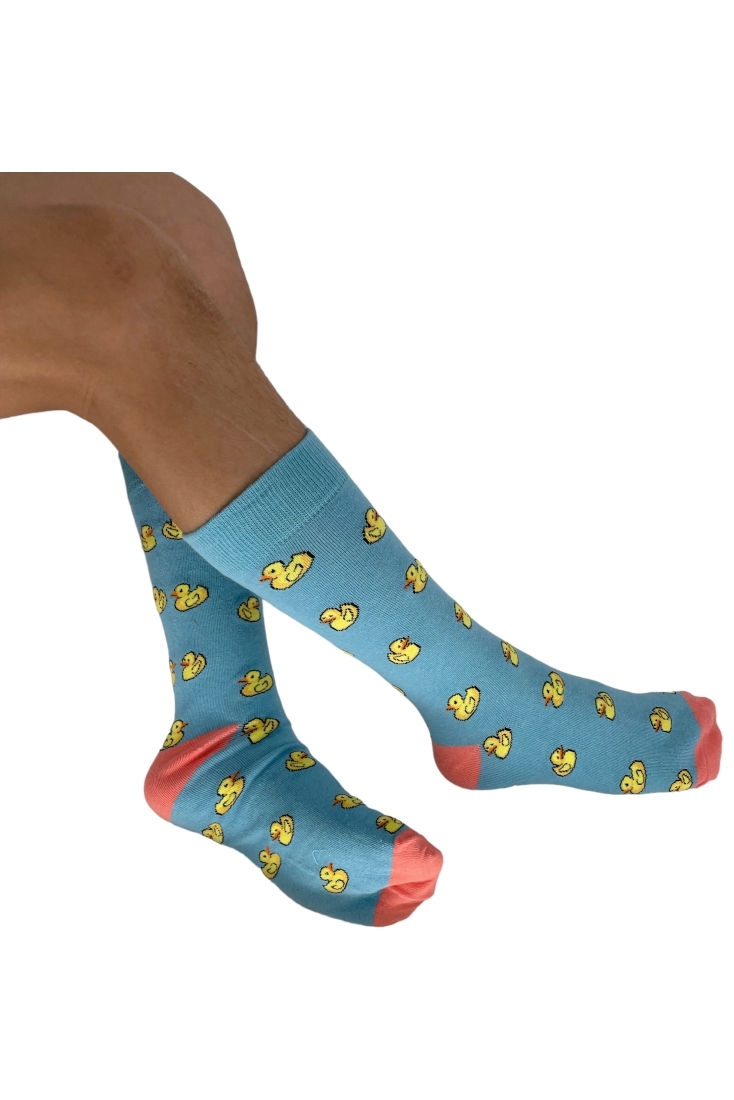 KID ELASTIC COTTON SOCKS WITH DUCKS PATTERN