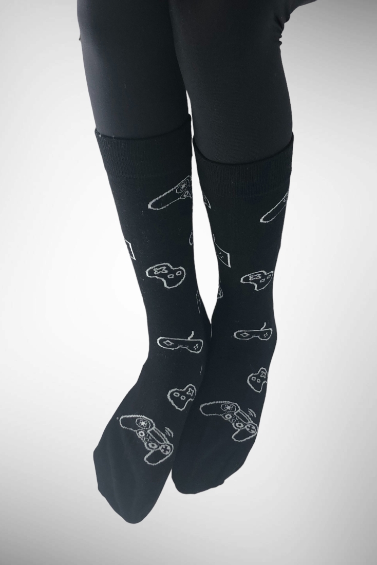 KID ELASTIC COTTON SOCKS WITH GAMING PATTERN