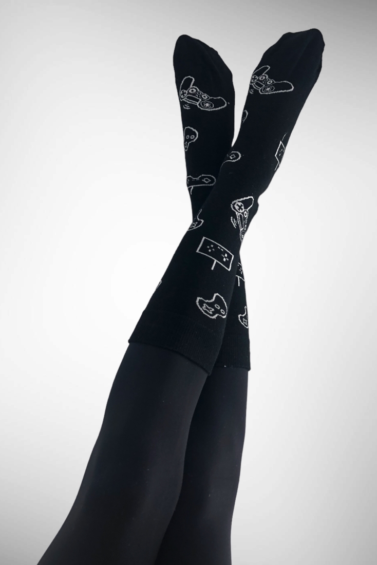 KID ELASTIC COTTON SOCKS WITH GAMING PATTERN