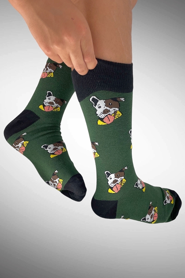 KID ELASTIC COTTON SOCKS WITH PITBULLS PATTERN