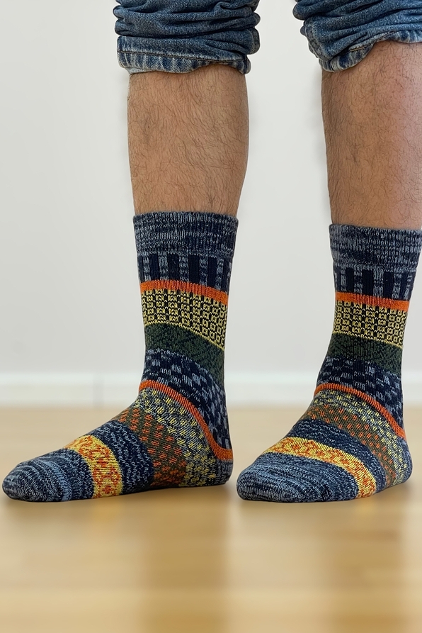MAN SOCKS SOFT AND WARM WITH SMALL PLAID NORWEGIAN PATTERN