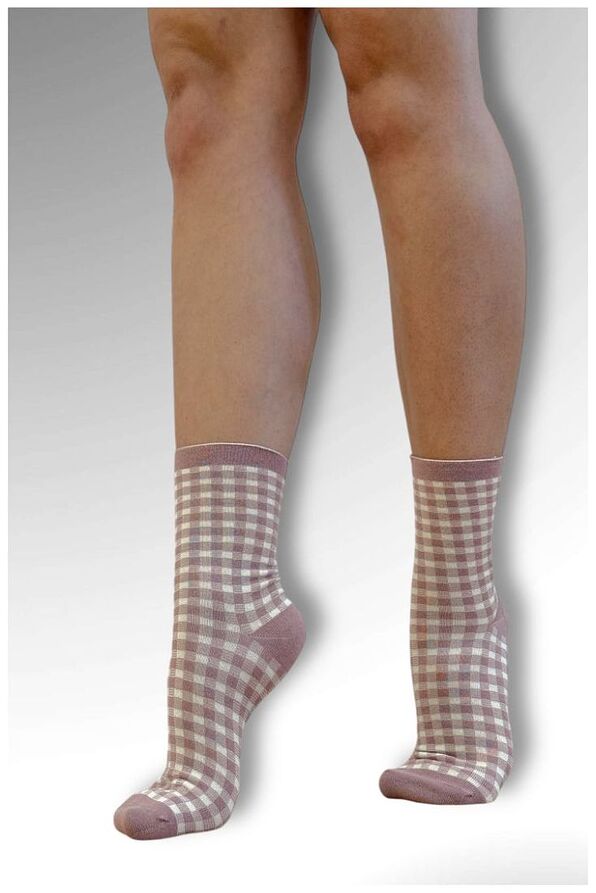 BAMBOO SOFT SOCKS 4 SEASON ROLL TOP CUFF WITH TARTAN PATTERN