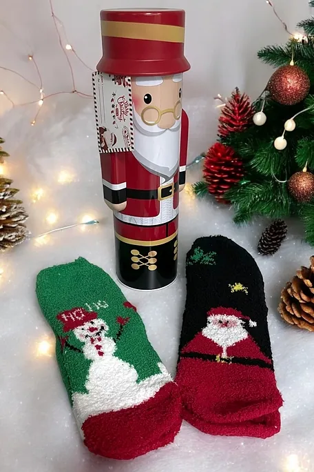 2-PACK ΧΝΟΥΔΩΤΕΣ ΚΑΛΤΣΕΣ ΥΠΝΟΥ ΜΕ ΑΝΤΙΟΛΗΣΘΗΤΙΚΗ ΠΑΤΟΥΣΑ ABS ΣΕ ΜΕΤΑΛΛΙΚΟ ΚΟΥΤΙ ΑΓΙΟΣ ΒΑΣΙΛΗΣ