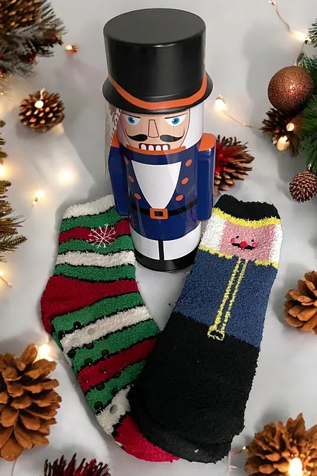 2-PACK ΧΝΟΥΔΩΤΕΣ ΚΑΛΤΣΕΣ ΥΠΝΟΥ ΜΕ ΑΝΤΙΟΛΗΣΘΗΤΙΚΗ ΠΑΤΟΥΣΑ ABS ΣΕ ΜΕΤΑΛΛΙΚΟ ΚΟΥΤΙ ΜΟΛΥΒΕΝΙΟΣ ΣΤΡΑΤΙΩΤΗΣ