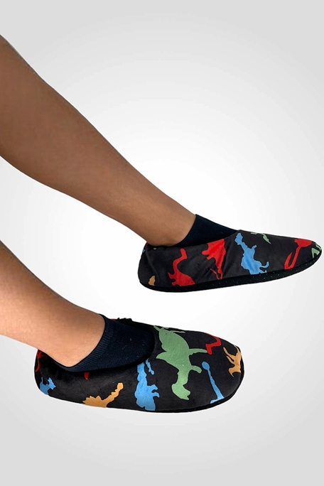 KID ANTI-SLIP SLIPPERS WITH ABS WITH DYNOSAURS PATTERN AND FLUFFY LINING INSIDE