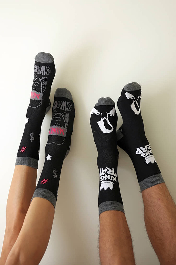 COTTON FASHION SOCKS WITH ABS AND LOVE-MONEY-PARKOUR-RAP PATTERN