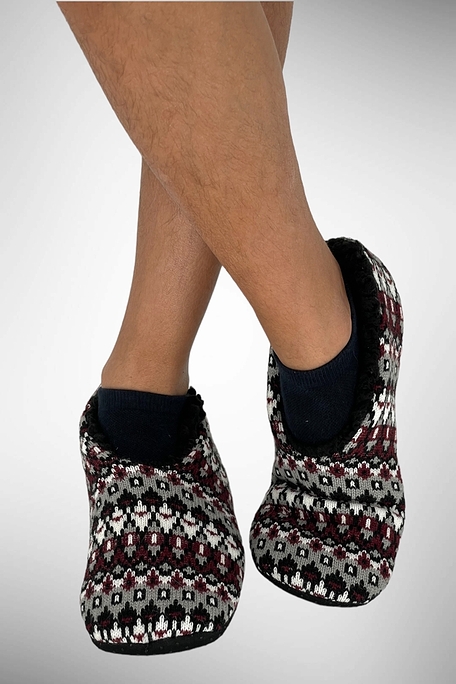 UNISEX ANTI-SLIP SLIPPERS KNITTING NORWEGIAN PATTERN WITH ABS AND FLUFFY LINING INSIDE