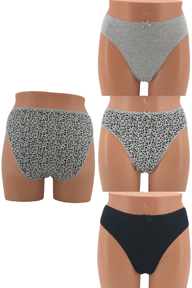 3-PACK ΓΥΝΑΙΚΕΙΟ ΨΗΛΟΜΕΣΟ BIKINI ΣΛΙΠ ΒΑΜΒΑΚΕΡΟ ΜΕ ΣΧΕΔΙΟ ΑΝΙΜΑΛ-ΜΟΝΟΧΡΩΜΟ