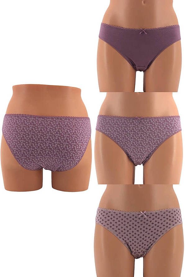 3-PACK ΓΥΝΑΙΚΕΙΟ BIKINI ΣΛΙΠ ΒΑΜΒΑΚΕΡΟ ΜΕ ΣΧΕΔΙΟ ΦΛΟΡΑΛ-ΜΟΝΟΧΡΩΜΟ